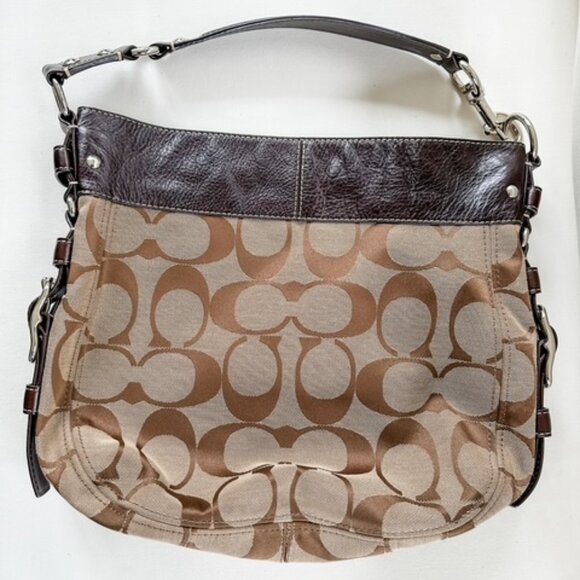 Coach Brown Leather Signature Shoulder Bag - Picture 1 of 8